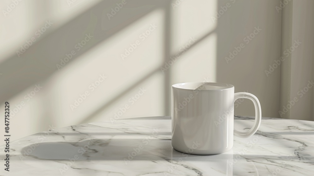 Minimalist white ceramic mug with a handle Minimalist white ceramic mug with a handle