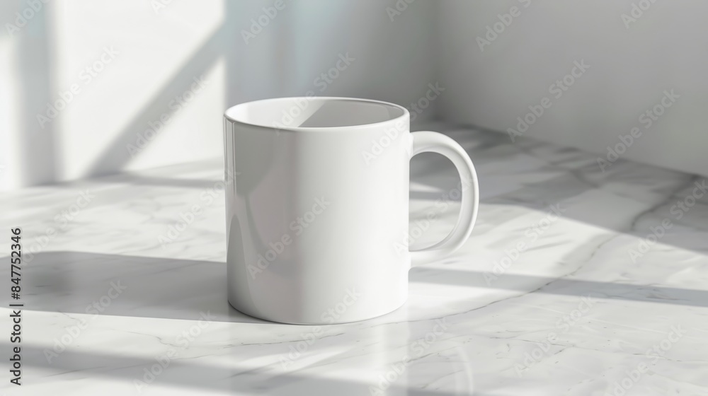 Minimalist white ceramic mug with a handle Minimalist white ceramic mug with a handle