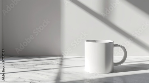 Minimalist white ceramic mug with a handle