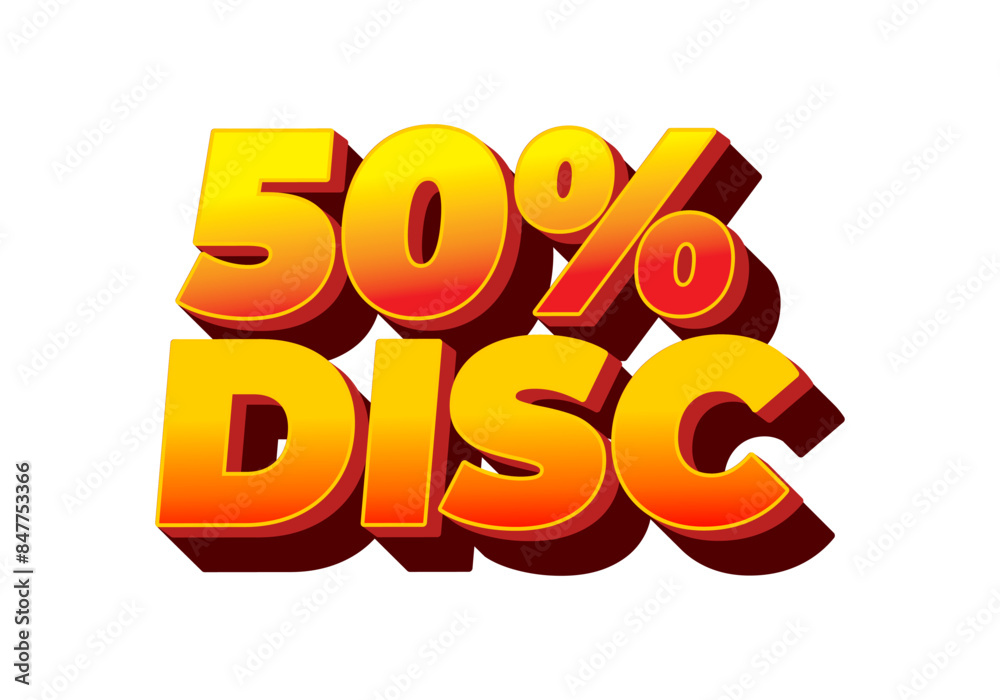 50 percent discount. Text effect in 3D style with good colors 50 percent discount. Text effect in 3D style with good colors
