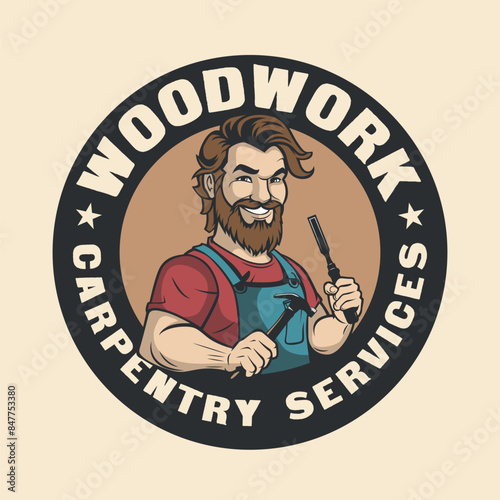 Carpenter woodwork craftsman Vintage badge logo