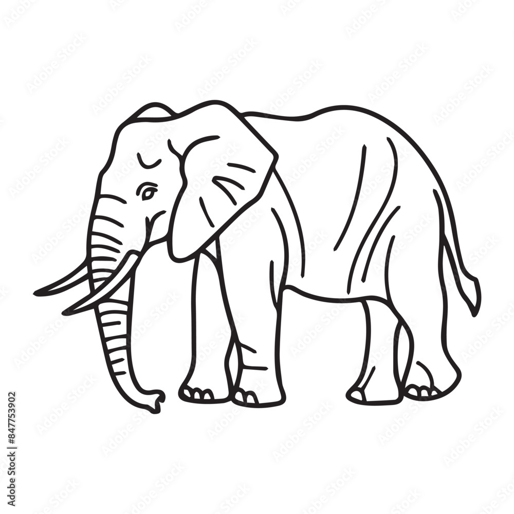 Fototapeta premium Simple elephant icon or logo, black vector illustration on white background