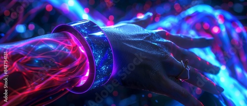 Futuristic Touch Activated Wearable Technology in Holo Abstract Design
