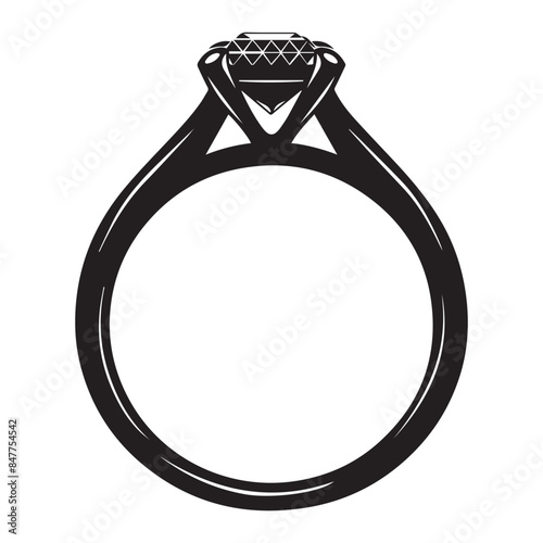 Simple engagement ring icon, black vector illustration on white background