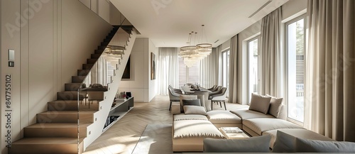 Neutral Elegance A Minimalist Living Space, Tranquil Sophistication Modern Living Room Design © Logo Artist