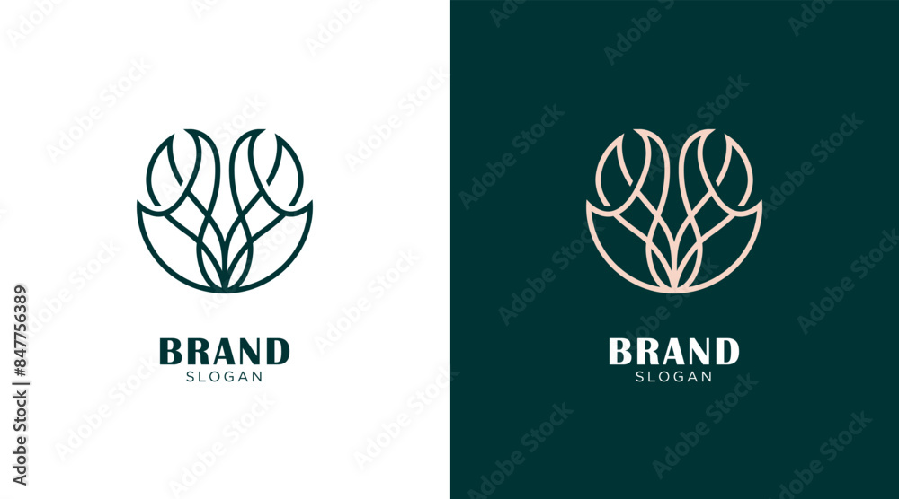 Floral and nature ornament logo symbol template. Minimalist, luxury, royal and elegant logo vector Floral and nature ornament logo symbol template. Minimalist, luxury, royal and elegant logo vector