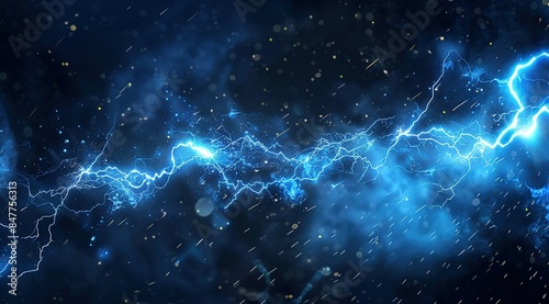 dark blue background with blue lightning, smoke and glow effects