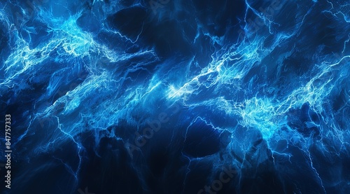 dark blue background with blue lightning, smoke and glow effects