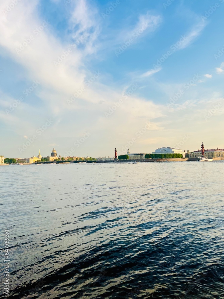 city river view, river in the city center, blue sky, white clouds, summer city river view, river in the city center, blue sky, white clouds, summer