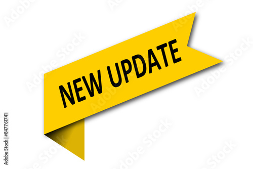 Promotional label design without background color, new update yellow black text