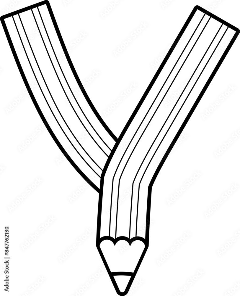 Pencil Y Letter Alphabet Outline Kids Font Pencil Y Letter Alphabet Outline Kids Font