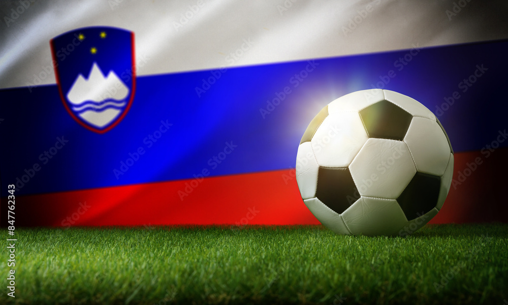 Naklejka premium Slovenia national team background with ball and flag