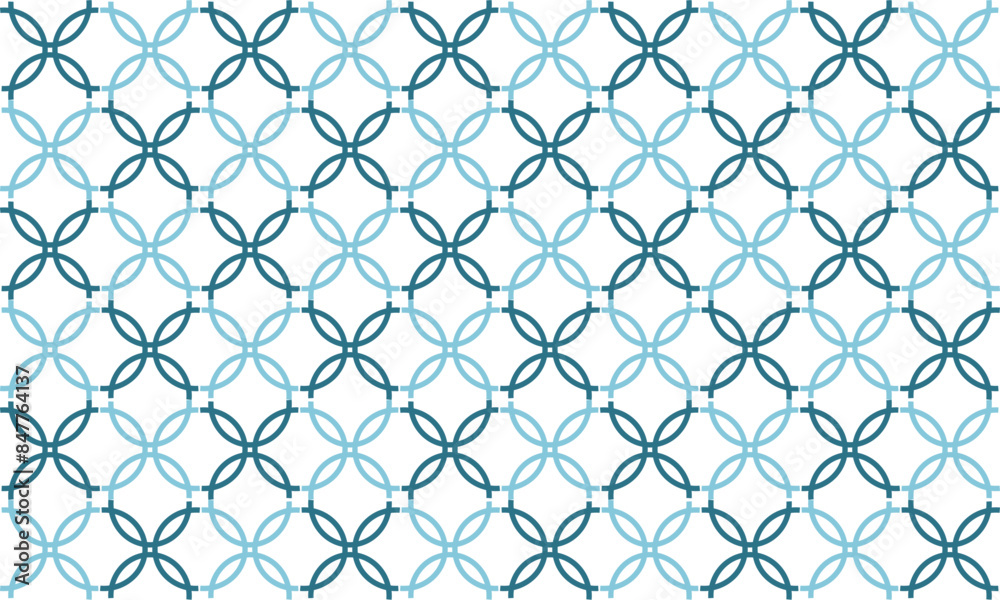Fototapeta premium two tone Blue green line circle ring seamless repeat pattern, seamless design for fabric printing, print flower patter 
