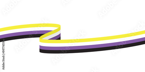 Yellow, white, purple and black colored background as the colors of the nonbinary flag. Pride month concept. Flat vector illustration.	 photo