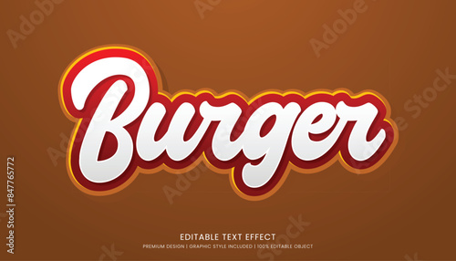 burger food editable 3d text effect template bold typography and abstract style, food logo and fast food brand