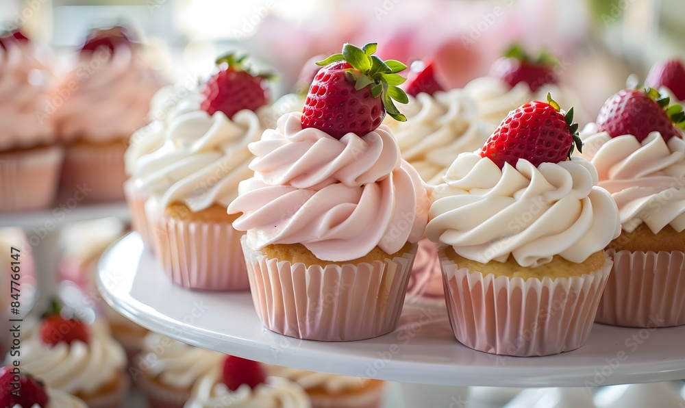 A table laden with tray after tray of strawberries
cupcakes, A table laden with tray after tray of strawberries
cupcakes,
