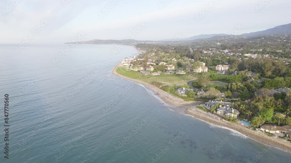 Seafront Real Estate Property In Montecito Town In Santa Barbara County, California, United States. Aerial Drone Shot Seafront Real Estate Property In Montecito Town In Santa Barbara County, California, United States. Aerial Drone Shot