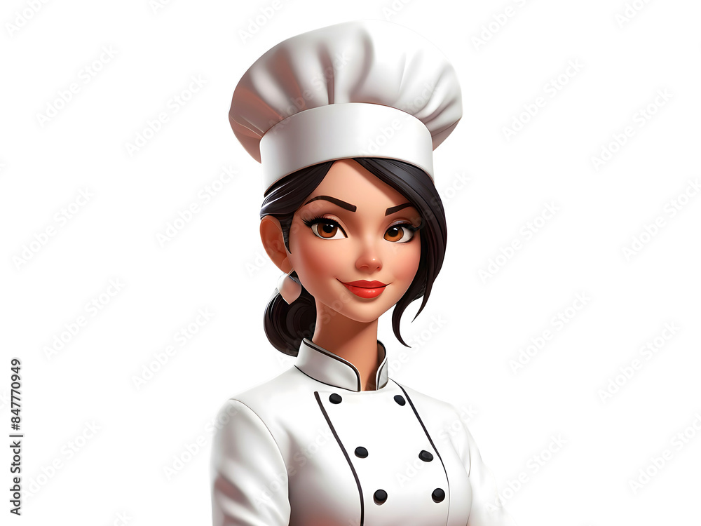 Cute Funny Happy Smiling Female Chef 3D Cartoon style On A Isolated Background 300 PPI High Resolution PNG Image Cute Funny Happy Smiling Female Chef 3D Cartoon style On A Isolated Background 300 PPI High Resolution PNG Image