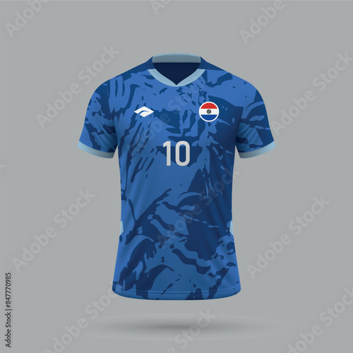 3d realistic soccer away jersey Paraguay national team 2024
