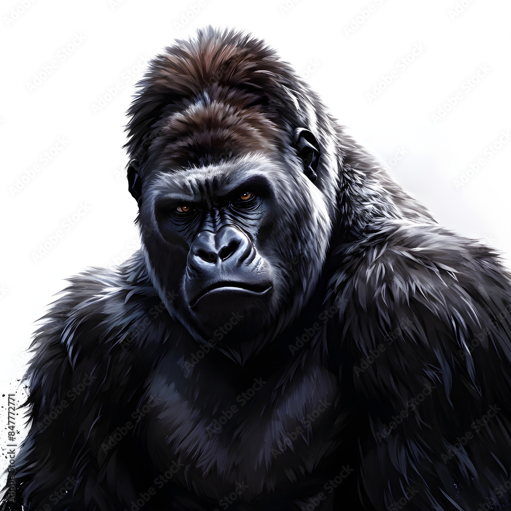 drawing of a Gorillas Illustration white background drawing of a Gorillas Illustration white background