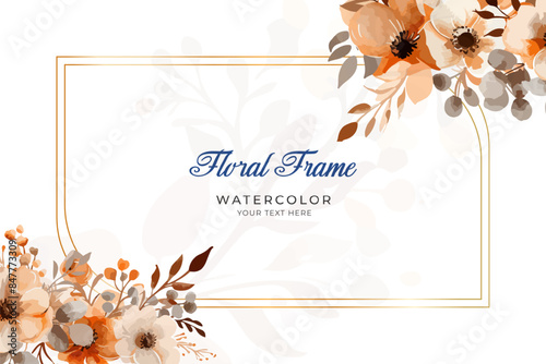 Brown and orange floral bouquet collection with watercolor