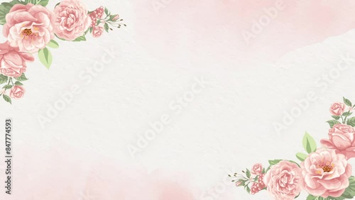 Flower corner frame appearing composition for wedding and valentine