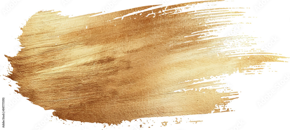  Gold paint brush vector smear stroke. Acrylic golden color stain on transparent background. Abstract vector gold glittering textured background for invitation, wedding or bithday card template