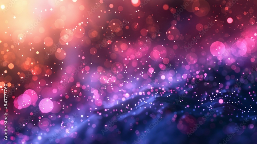 Many particles flying in the air, purple, blue, yellow particles Many particles flying in the air, purple, blue, yellow particles