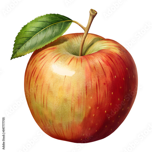 A Watercolor apple on a transparent background.