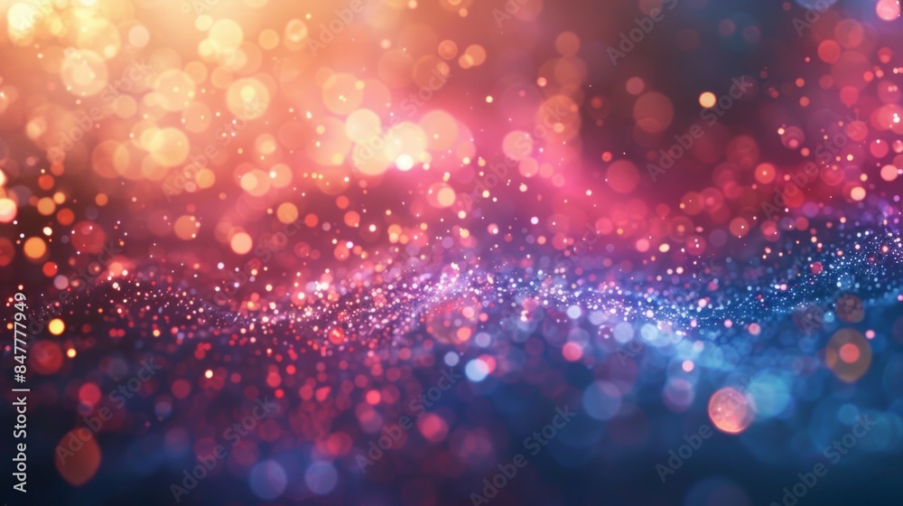 Many particles flying in the air, purple, blue, yellow particles Many particles flying in the air, purple, blue, yellow particles
