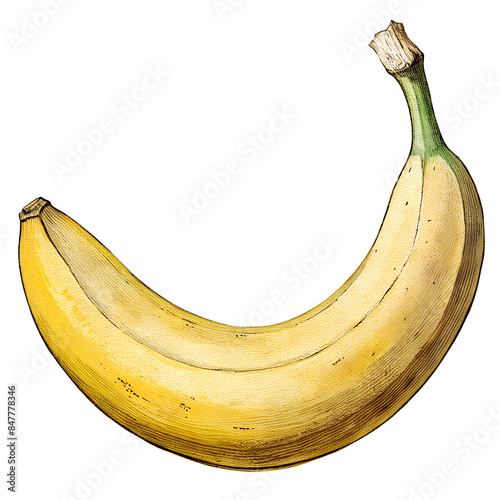 A Watercolor banana on a transparent background.