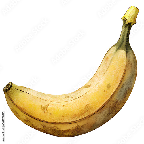 A Watercolor banana on a transparent background.