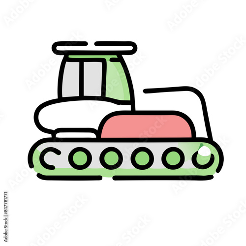 Modern tractor icon illustration on white background.
