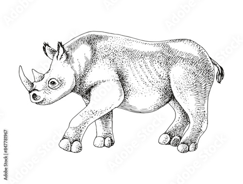 Black rhinoceros extinct animal sketch