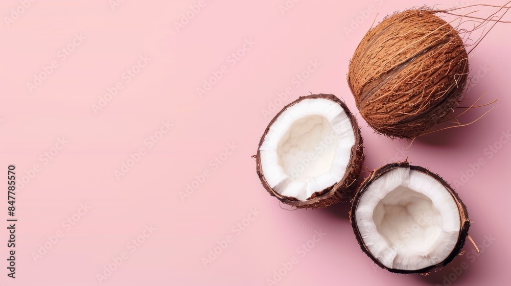 Isolated Coconut on a Pink Background Isolated Coconut on a Pink Background