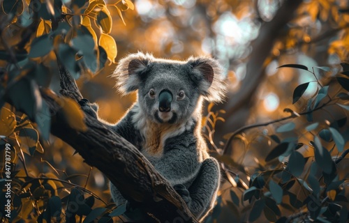 Koala Sitting In A Tree In An Australian Forest