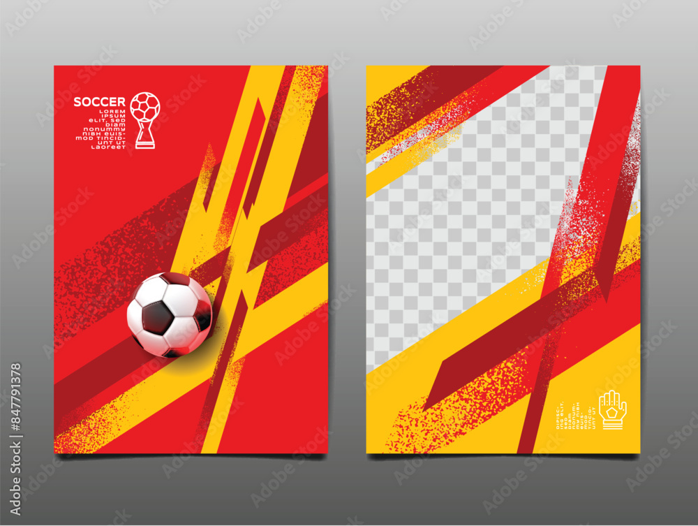 Fototapeta premium soccer banner template , Spain flag, Brush texture grunge, football cup, illustration