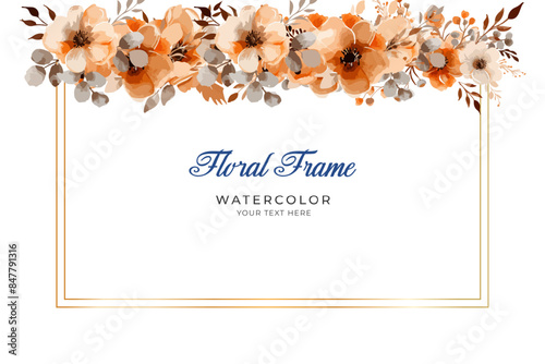Brown and orange floral bouquet collection with watercolor