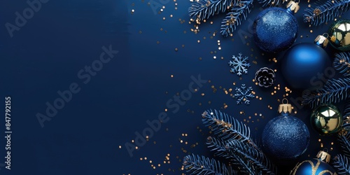 blue christmas wallpaper with copy space photo