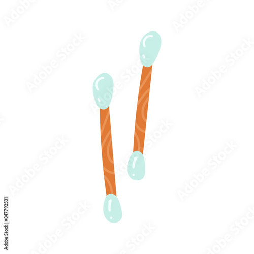 Wooden cotton swabs designed for gentle ear cleaning. They are an eco-friendly and natural alternative to plastic cotton buds and contribute to a more conscious approach to personal hygiene. Isolated