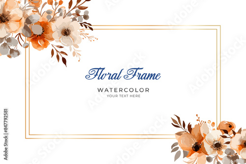 Brown and orange floral bouquet collection with watercolor