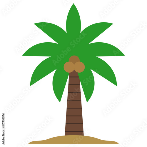 Coconut tree cartoon, digital art illustration