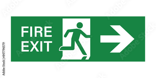 Exit Sign. Fire Exit Sign. Emergency Fire Exit Sign. Vector Illustration Isolated on White Background.