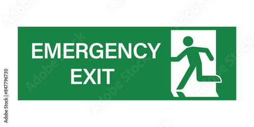 Exit Sign. Fire Exit Sign. Emergency Fire Exit Sign. Vector Illustration Isolated on White Background.