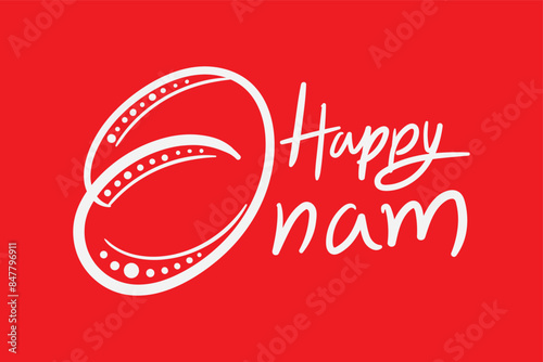 happy Onam Letter style vector art