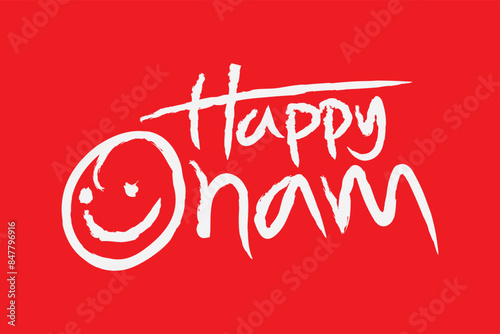 happy Onam Letter style vector art