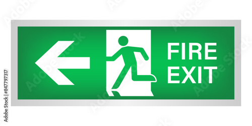 Exit Sign. Fire Exit Sign. Emergency Fire Exit Sign. Vector Illustration Isolated on White Background.