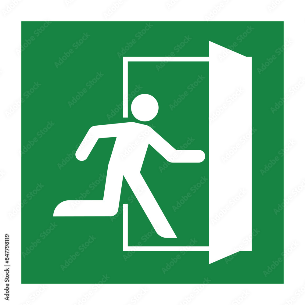 Fototapeta premium Exit Sign. Fire Exit Sign. Emergency Fire Exit Sign. Vector Illustration Isolated on White Background.