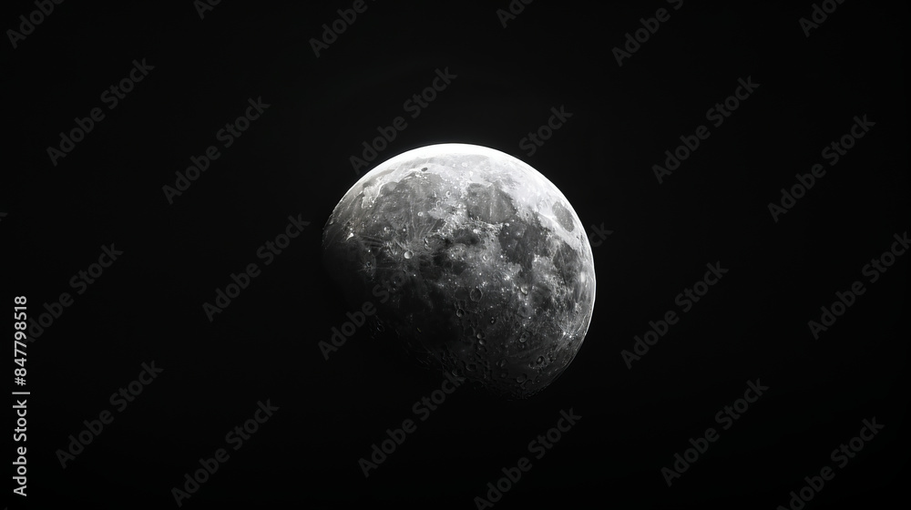 Thin crescent moon in dark night sky, moon phase transformation Thin crescent moon in dark night sky, moon phase transformation