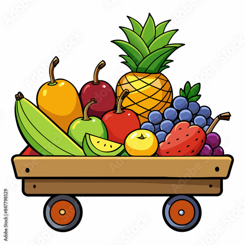 fruits loaded on trolly  vector artwork svg
